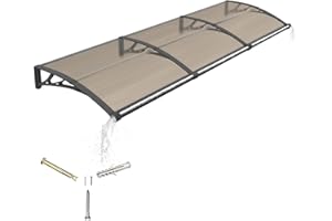 GGNEBAI Marquesina para Puerta Exterior 300x100 CM,Tejadillo de Protección con Fregadero de Drenaje contra Lluvia y Rayos UV,Cubierta de Policarbonato para Puertas,Ventanas,Porches,Patios y Terrazas