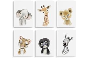 Hambient Laminas Infantiles para Cuadros Habitacion Bebe Decoracion Niño Niña (21 x 30 cm - Sin Marco, Animales Africa Graciosos)