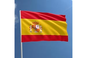 BULLTEK Drapeau espagnol 90 x 150 cm - Drapeau Espagne Polyester avec Passant Pour La Tige Résistant aux Intempéries Couleur vive et Convient pour une utilisation intérieure et extérieure Drapeau (Espagne)