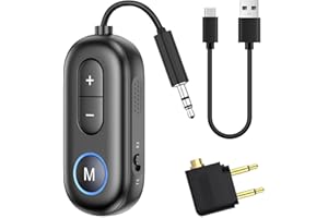 COALWOP Bluetooth 5.3 Transmitter Receiver 2 in 1 Dual Pairing Wireless Aux Bluetooth Adapter Compatible with 2 AirPods and Wireless Headphones for TV, Airplane, Home Stereo, Speakers, Headphone, Car