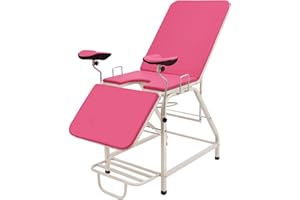 AREAO Gynäkologischer Stuhl, medizinischer gynäkologischer Untersuchungstisch mit verstellbarer Rückenlehne und Pedalen (Rosa)