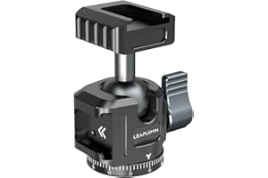 Leaplumin 2-in-1 Kaltlichtschuh-Kugelkopf mit 360° Rotation • Schweres Metall-Doppelgewinde (1/4" & 3/8") für DSLR/Handy/Tablet-Halterungen Traglast Stativ/Monopod-Zubehör