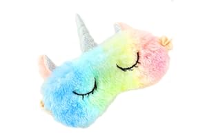 SOVZOVY Augenmaske zum Schlafen Annimal Eye Mask Plüsch Cartoon Einhorn für erwachsene Kinder, 3D Süße Augenmaske Einhorn Breathable Eyeshade Ideal für Reisen Nickerchen … (Farbe)