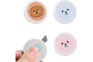 ANEI 3 mini cuchillos artísticos, abrecajas de envoltura, abrecartas retráctiles, mini cortador de papel portátil, bonito abrecartas de oso para abrir cajas pequeñas, corte de papel, manualidades
