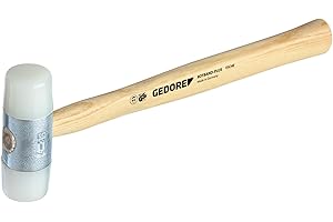 GEDORE Martillo de Nylon con empuñadura de madera, Martillo de cuero, 32 mm de diámetro, Martillo con mango de madera de fresno, Herramienta, Forjado, 225 E-32