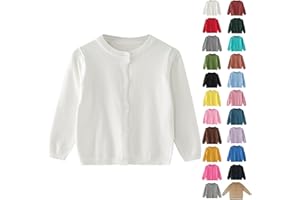 GENERIC Girls Knitted Cardigan Jumper Kids Plain Knit Sweater Long Sleeve Button Down Jumpers Baby Soft Warm Knitwear Multi Color Preppy Top Fall Winter