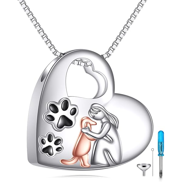 Gedenk Halskette Für Haustiere - Einäscherungsschmuck Mit Pfotenabdruck Für Hunde & Katzen
