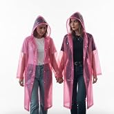 Pembe Yağmurluk &ndash; Kap&uuml;şonlu, Uzun Boy, Su Ge&ccedil;irmez D&uuml;ğmeli Yağmurluk