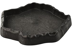 FLYLIN Reptilien Wasserschale, Reptilien Futterstation Harzfelsen Reptilienfutter und Wasser-Futternapf, Reptile Rock Feeder Bowl Schildkröte Eidechse Harz Water Bowl Reptile Terrarium Food Dish (S)