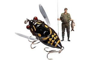 Dorugage Bass Fishing Lure,3D Holographic Eyes Fishing Hard Lures Fishing Cicada Bait | Wear-Resistant Artificial Fishing Bait Fishing Topwater Lure for Lake Pond Freshwater