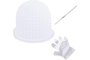 KATOOM Haare Färben Hervorhebung Silikon Strähnchenhaube Set Balayage Farbe mit Strähnennadel Silikonhaube Strähnenhaube für Professional Salon und Haus Haarefärben zubehör (weiß)