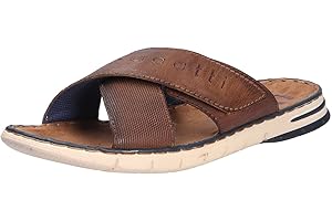 bugatti Mężczyźni Letnie Klapki Wykonane Ze Skóry I Materiału TekstylnegoSandały