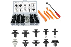 FOUNDCOOL 105pcs-10 Types Universal Car Trim Clips Retainers Panel Push-Type Pins Rivets Fasteners Replacement Molding for Cars Trucks SUVs Bumper Door Fender Engine Cover Removal Tools