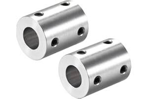 sourcing map 2 Stück Wellenkupplung Verbinder 10mm bis 10mm Bohrung Starrer Kupplungs Stellschraube L25XD20 Aluminiumlegierung