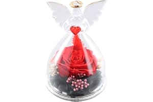 YILANJIN Eternal Rose, Forever Rose, Preserved Rose, Rose in a Glass Dome, Gifts for Mum on Her Birthday, Rose Gifts for Women on Christmas Valentine Mother's Day Anniversary, Angel Ornament