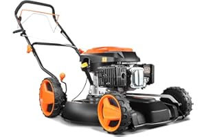 Fuxtec Tondeuse à Gazon Thermique Mulching Autotractée 196cm3 FX-RM51SA96 Largeur De Coupe 51cm Redonne du Tonus à Votre Pelouse Paillis Agissant comme Engrais Naturel