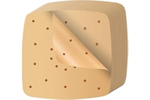 TOOINKCV 200 Pezzi Carta Pergamena Fodera per Friggitrice ad Aria, 22cm Carta Pergamena Perforata per Vapore per Friggitrice ad Aria, Cestello per Cottura a Vapore