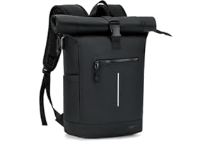 ‎LEKEINCHI Lekeinchi Laptop Backpack, Women's and Men's Roll-Top Waterproof Hiking Backpack, Lightweight, Black Large, XL, Casual