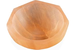 NKlaus Melocotón Selenita Octogonal Cuenco 6 x 6 cm – Melocotón tallado a mano Selenita Octogonal para piedras curativas y joyas, ideal para decoración espiritual, meditación y limpieza energética