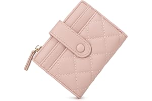 CHAOFANXI Portafoglio Donna Piccolo in Pelle da Donna, Portamonete Piccoli Bifold Piccola Corto Portamonete con Cerniera e chiusura a Scatto Scomparti con Diversi Scomparti per Carte,Rosa