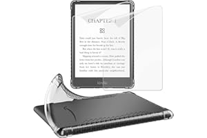MoKo 2PZS Protector de Pantalla + Funda Compatible con Kindle Paperwhite 11ª Generación (Modelo 2021) 6.8", Carcasa Delgada TPU Transparente y Película de Pantalla Antirreflejo PET, Escarchado + Claro