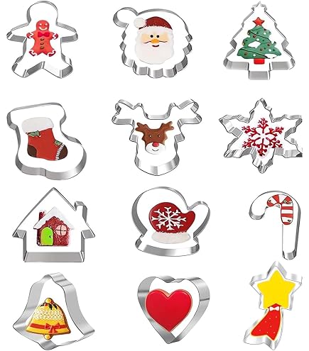 MELLIEX 9 Pezzi Formine Biscotti Natale, 3D Plastica Stampi Biscotti Natale, Piccolo Tagliabiscotti Natale per Cottura Biscotti Fatti Casa
