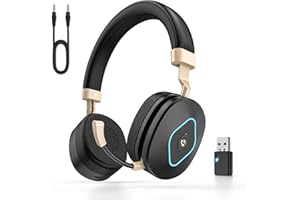 EARBAY Kabelloses Headset, Headset mit Mikrofon Bluetooth, Hybridmodus (kabellos/kabelgebunden), Doppelte KI-Geräuschunterdrückung, ausziehbarer Boomarm, USB-Dongle & Stummschaltung für Büro/PC/Smartphones