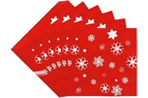 VREDER Christmas Paper Napkins, 16.5cm Disposable Paper Christmas Decorations Party Napkins, Xmas Serviettes Napkins for Merry Christmas Party Supplies 40Pcs (Red Snowflakes)