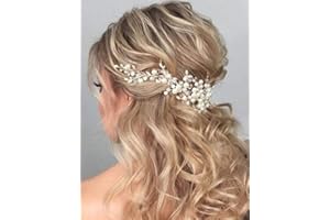 BERYUAN Women Pearl Flower Wedding Hair Accessory Teardrop Silver Rhinestone Crystal Hair Comb Vine Opal Hair Piece Gift for Her Party Headpiece for Bride Bridesmaid Girls(Silver) (Vine)