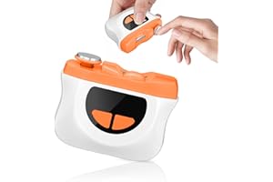 AZTCLIGHT Elektrischer Nagelknipser, 3 in 1 Automatisch Schneidend und Schleifend + Aufbewahrung von Nagelresten mit LED-Licht, 3 Geschwindigkeiten Nagelschneider für Babys, Erwachsene Und Senioren - Orange
