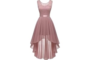 Berylove Damen Vokuhila Cocktailkleid Abendkleider Elegant für Hochzeit Festliche Kleider Ärmellos Brautjungfernkleid