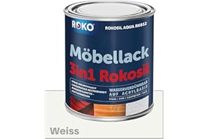ROKO Möbellack - 0,7 Kg - Seidenmatt Weiss - Umweltfreundliche 3in1 Möbelfarbe auf Wasserbasis - Für Holz, Metall & Kunststoff