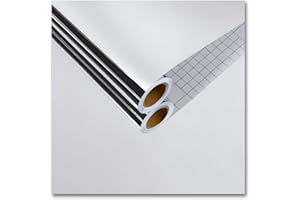 CRE8TIVE Papier Peint Autocollant Miroir 30cm x 200cm Vinyle Adhesif Argent Effet Chrome Miroir Autocollant Papier Peint Salle de Bain Impermeable Rouleau Adhesif pour Meuble Fenêtres Cuisine