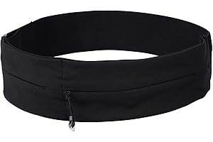 BBXWANG Adjustable Running Belt Men, Velcro Adjust Waist Size Running Bag with Zipper Slim Fitness Waist Bag Women, Hands-Free Running Waist Belt for Phone, Cycling, Running Accessories (Black)
