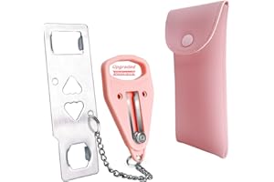 AceMining Portable Door Lock Home Security Door Locker Travel Lockdown Locks for Additional Safety and Privacy Perfect for Traveling Hotel Home Apartment College-Pink(1 Pack)