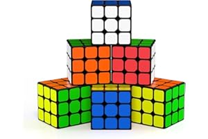 Vdealen Speed Cube Magique 3x3x3 Cube de Vitesse, 6 Paquet Magic Cube pour Débutants et Utilisateurs Avancés, Cadeau pour Enfants Les Adolescents Adultes(Autocollant)
