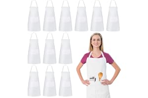 Matlagningsförkläde för män och kvinnor, 12 stycken köksförkläde, justerbart förkläde med 2 fickor, unisex arbetsförkläde, va