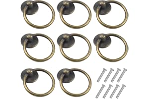Ehuihuan 8 Pezzi Pomelli ad Anello per Cassetti In Metallo, Pomelli da Mobile Retro, Pomelli vintage per mobili per Armadietti Armadi Cassetti, Maniglia Per cassetti e Porte con Vite (Bronzo)