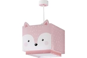 Dalber Lampe Suspension Enfant Little Fox Renard Animaux Rose, lustre chambre enfant, 64582, E27