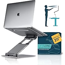 Verstelbare Laptop Stand voor Bureau Draagbare, opvouwbare Aluminium Geventileerde Laptop Houder Riser voor MacBook Pro Tablet Ipad Stand, 7 Hoogte, 10-17 inch Notebook Tablet