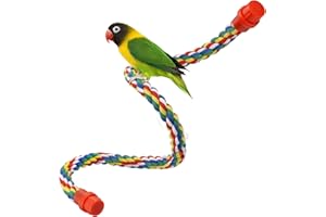 MYGEROMON Bird Perch- Cage Rope for Parrot/Parakeet/Cockatiel Bungee Toy Comfy Colorful (31.5 Inch Long, Plastic Nuts)