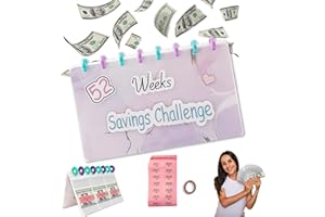 BAOPINLADY 52 Weeks Saving Challenge Binder Budget Planner,Budget Book with Cash Envelopes Savings Challenge,Budget Book Planner,Money Binder for Saving
