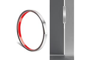 JUNART 300cm×1cm Moulure Murale en Acier Inoxydable, à Décoller et à Coller, Garniture Métallique Autocollante Flexible Pour Cheminées, Cadres de Miroir, Murs, Plafonds, Sols, Carrelages (Argent)