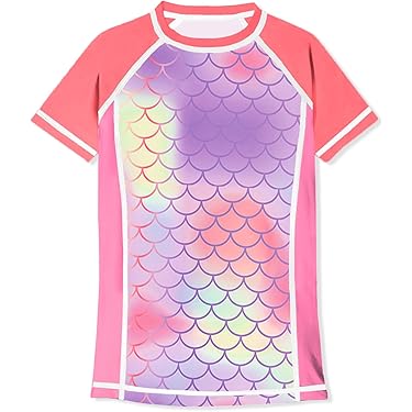 Moon Tree Mädchen Schwimmshirt Kurzarm - Schnelltrocknend - UV Schutz - 5-16 Jahre