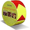 Arrow Reflective Tape 33ft x 2in, ONTWIE Conspicuity Reflective Warning Tape Transport Safety Roll Road Tape Night Reflection Arrow Marked High-adhesive Bright Safety Reminder Tool - Red/Yellow