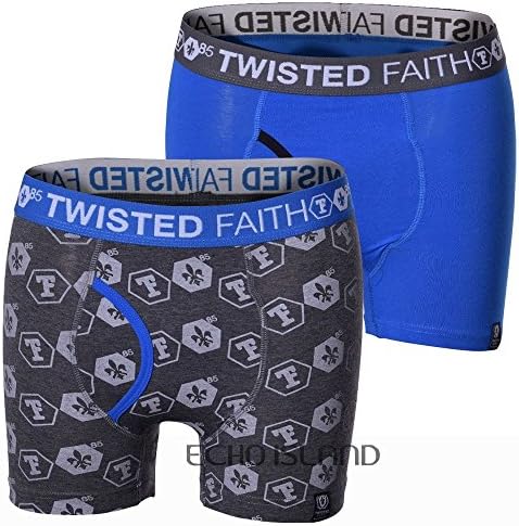 2 Pack Mens Twisted Faith Designer Boxer Shorts Boxers Underwear Trunks Gift Set