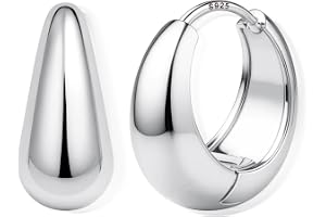 FIOROYAL 925 silver kreolskt örhänge för kvinnor, allergivänliga örhängen Chunky 14K guld kreoler små Huggie Teardrop örhänge