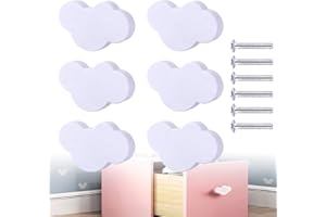 JILSKL 6 Stück Weicher Gummiknopf, Möbelknöpfe Kinderzimmer, Schrankgriff Kinder, Geeignet Für Bücherregale, Kleiderschränke, Ankleideschränke, Kinderschreibtische Und Andere Möbel, Süße Weiße Wolkenform