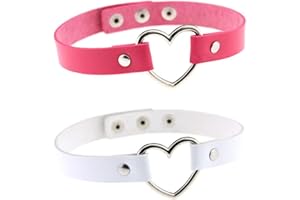 Leipza Choker Collar Kunstleder Halsband Damen, Kink Halskette Halsband Anhänger Choker Tattoo Kette Pink Rot Weiß Gothic Punk Rock Grunge
