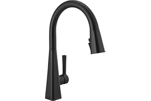 Delta Faucet 19802Z-BL-DST - Grifo de cocina monomando extraíble, negro mate
